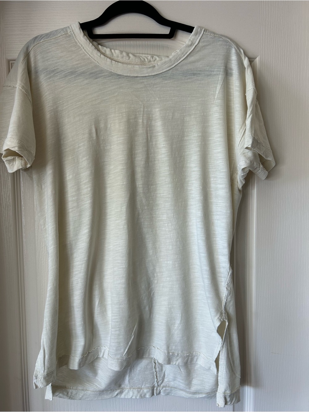 Pilcro Short Sleeve Crew Tee in Light Cream